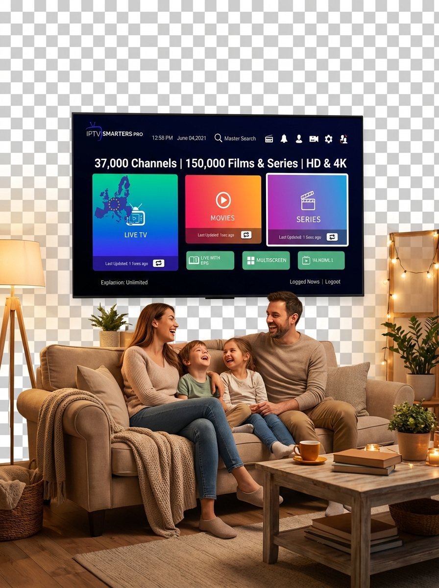 Interface de l'abonnement IPTV Smarters Pro sur plusieurs appareils